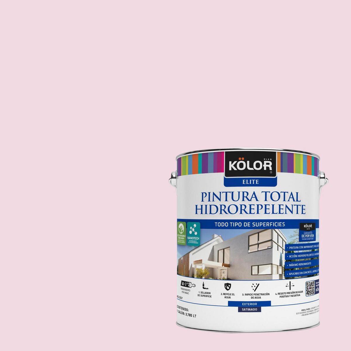 KOLOR - Pintura Hidrorepelente Satinado 1 galón(es) Rosado Barasat 