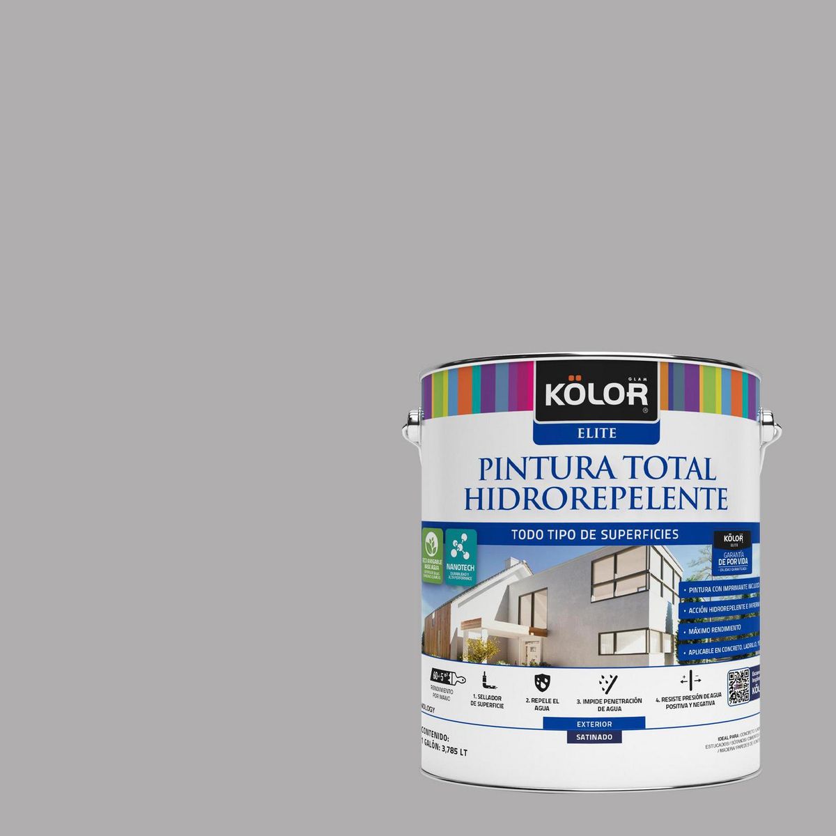 KOLOR - Pintura Hidrorepelente 1 galón(es) Satinado Gris Tonga