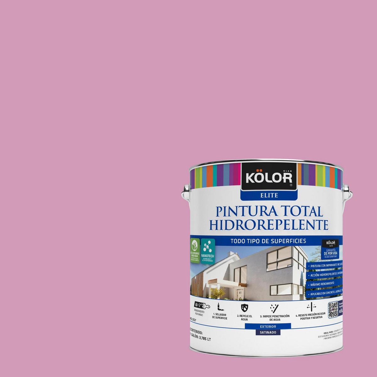 KOLOR - Pintura Hidrorepelente Satinado 1 galón(es) Rosado Camerún 