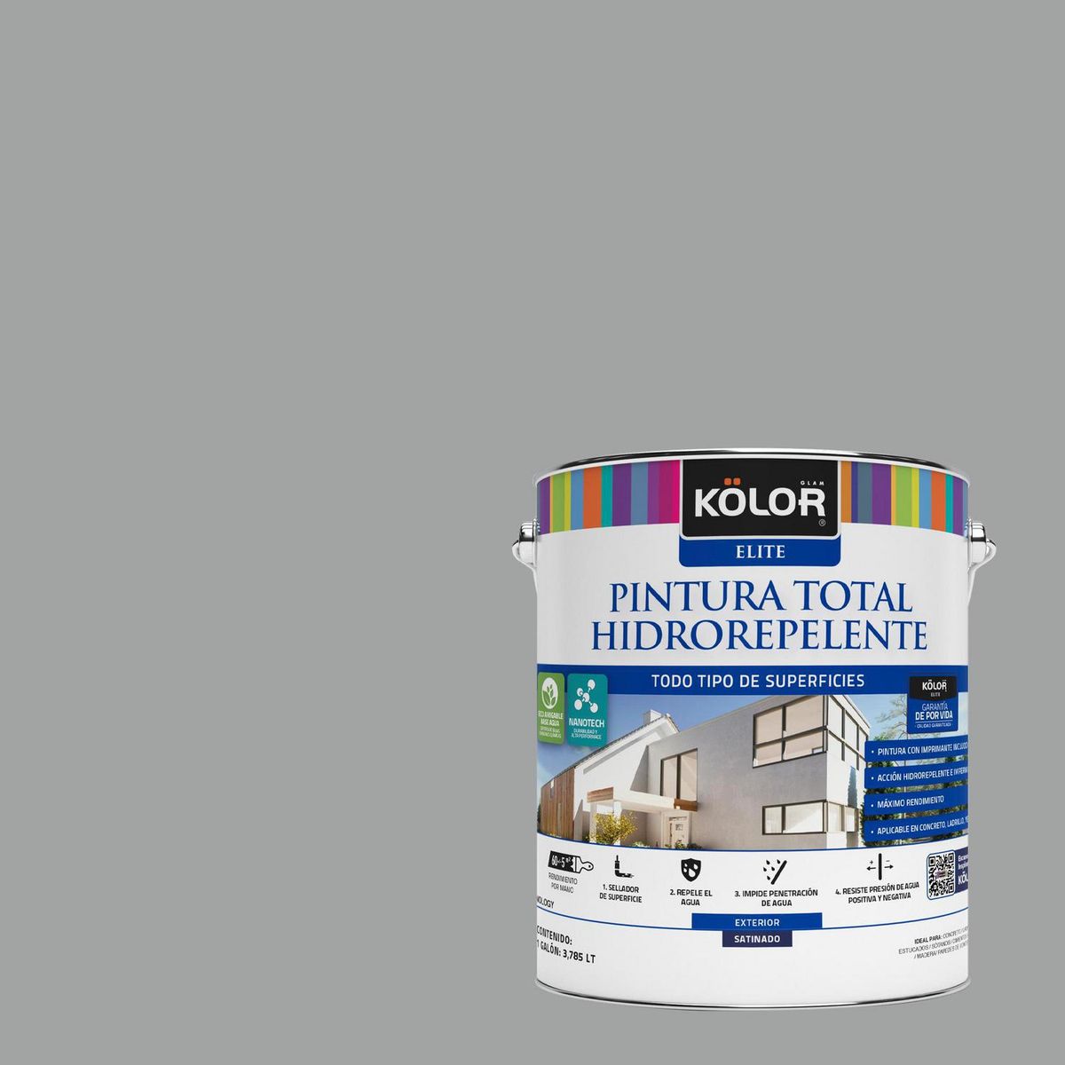 KOLOR - Pintura Hidrorepelente Satinado 1 galón(es) Gris Montenegro 