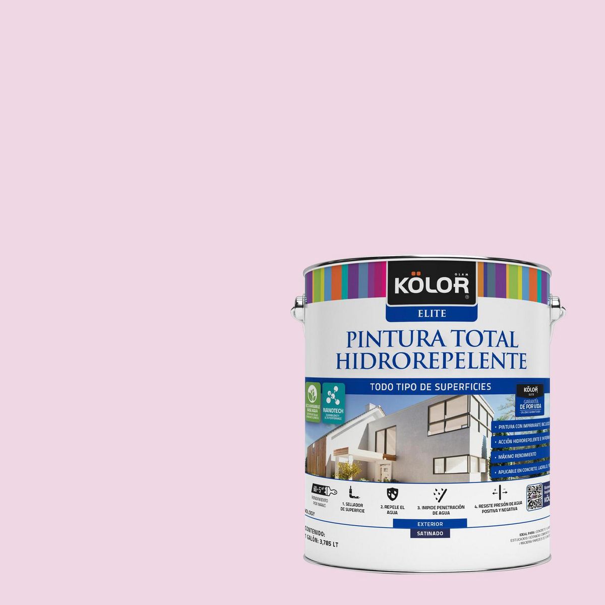 KOLOR - Pintura Hidrorepelente Satinado 1 galón(es) Rosado Pavia 