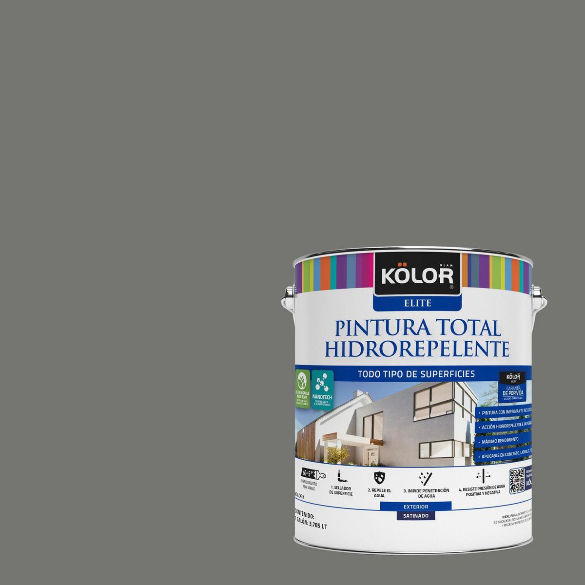 KOLOR - Pintura Hidrorepelente 1 galón(es) Satinado Gris Tutong