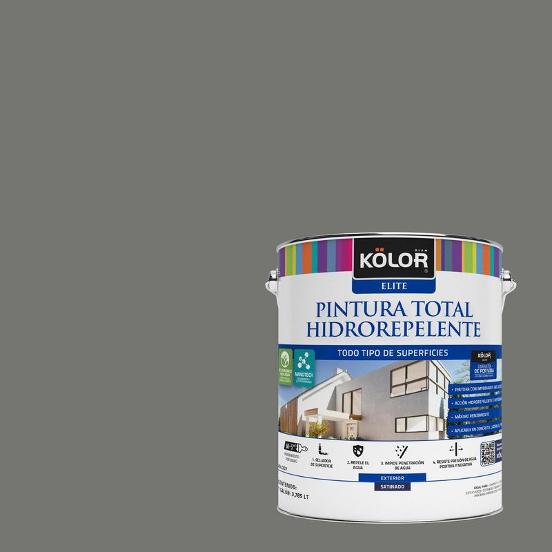 KOLOR - Pintura Hidrorepelente Satinado 1 galón(es) Gris Tutong