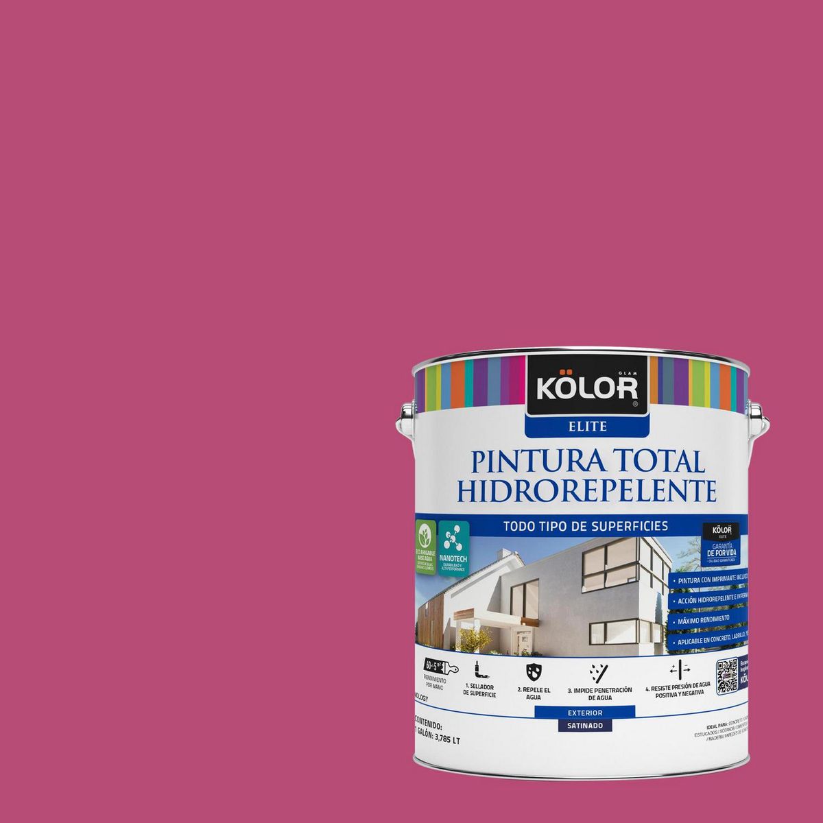 KOLOR - Pintura Hidrorepelente 1 galón(es) Satinado Fucsia Arad