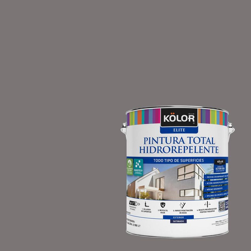 KOLOR - Pintura Hidrorepelente Satinado 1 galón(es) Gris Surinam