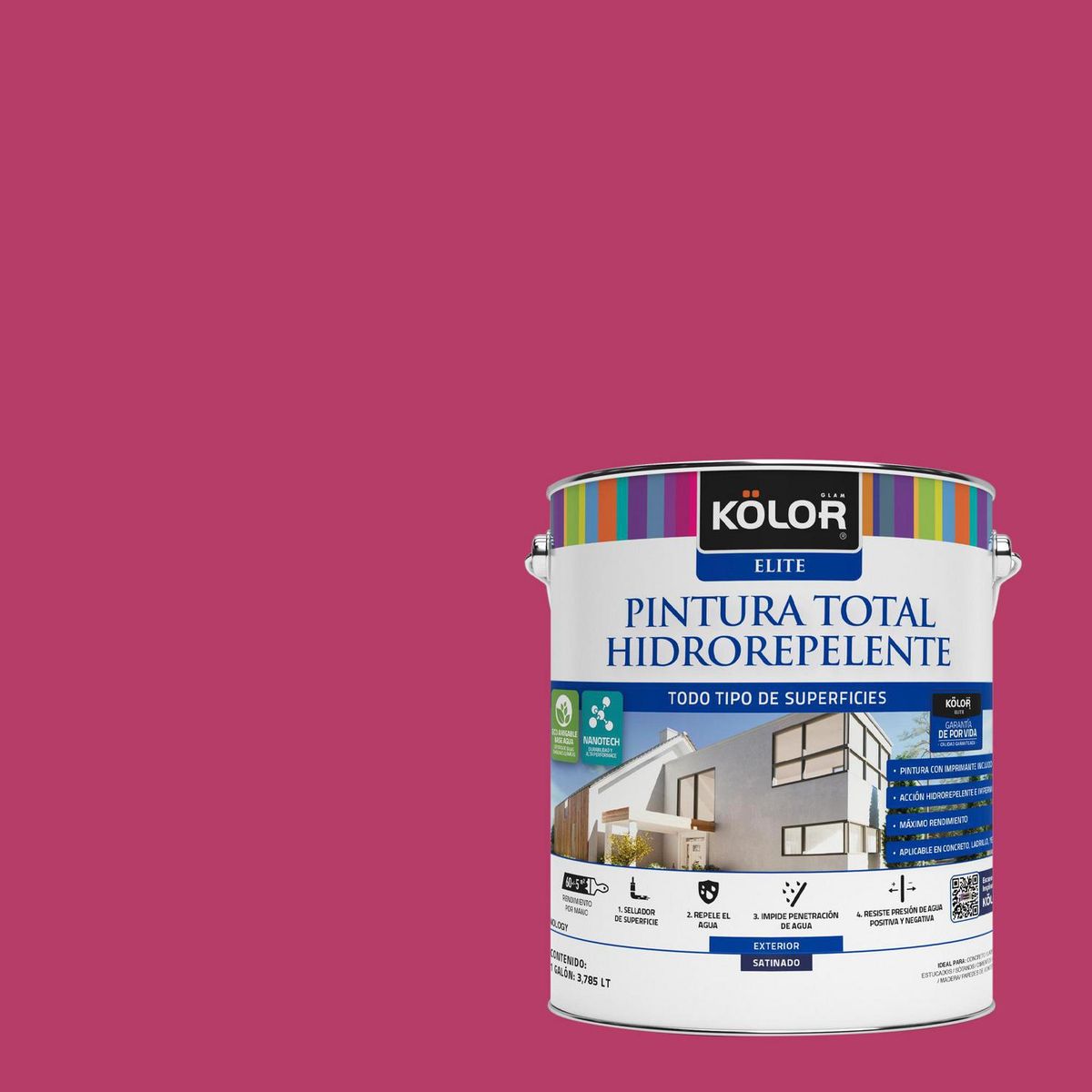 KOLOR - Pintura Hidrorepelente 1 galón(es) Satinado Fucsia Fiji