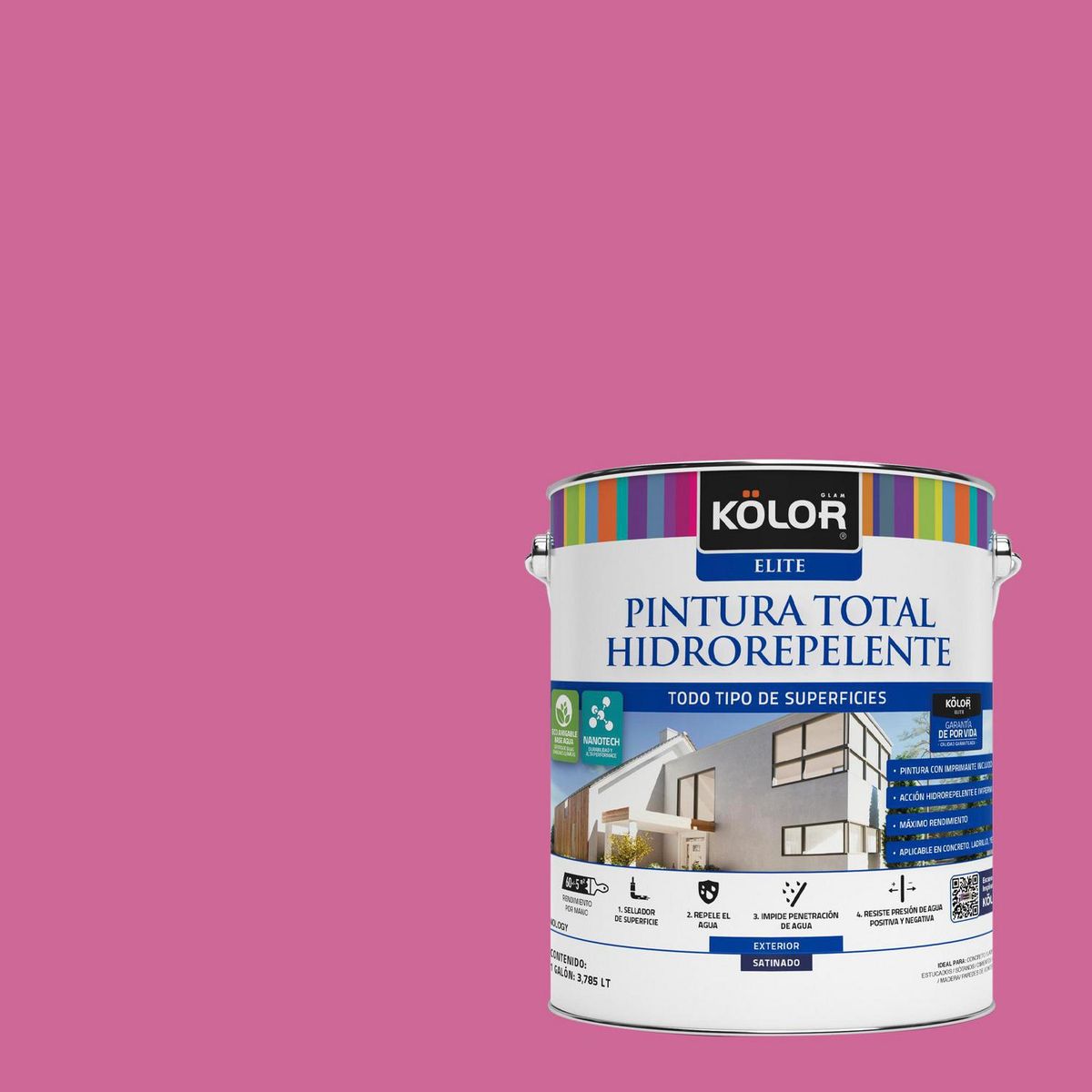 KOLOR - Pintura Hidrorepelente 1 galón(es) Satinado Fucsia Slana