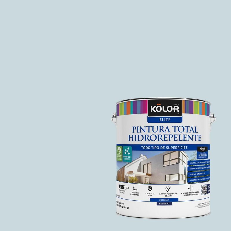 KOLOR - Pintura Hidrorepelente Satinado 1 galón(es) Celeste Tuvalu 