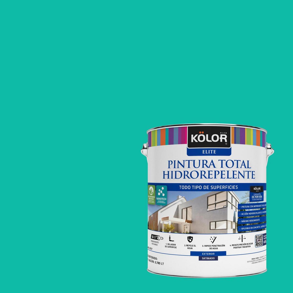 KOLOR - Pintura Hidrorepelente Satinado 1 galón(es) Verde Nanded 