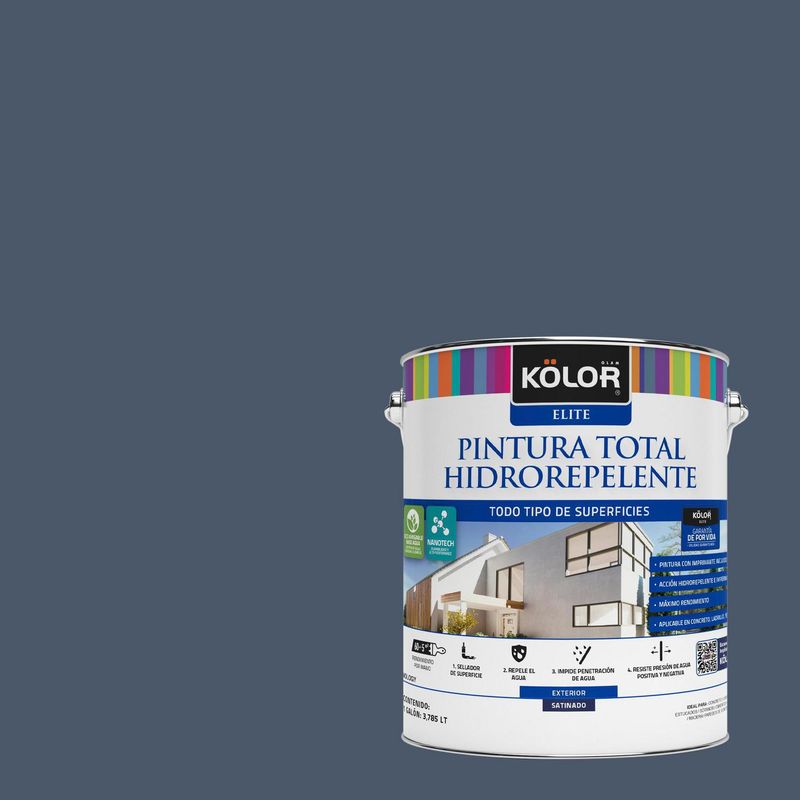 KOLOR - Pintura Hidrorepelente Satinado 1 galón(es) Gris Rusia