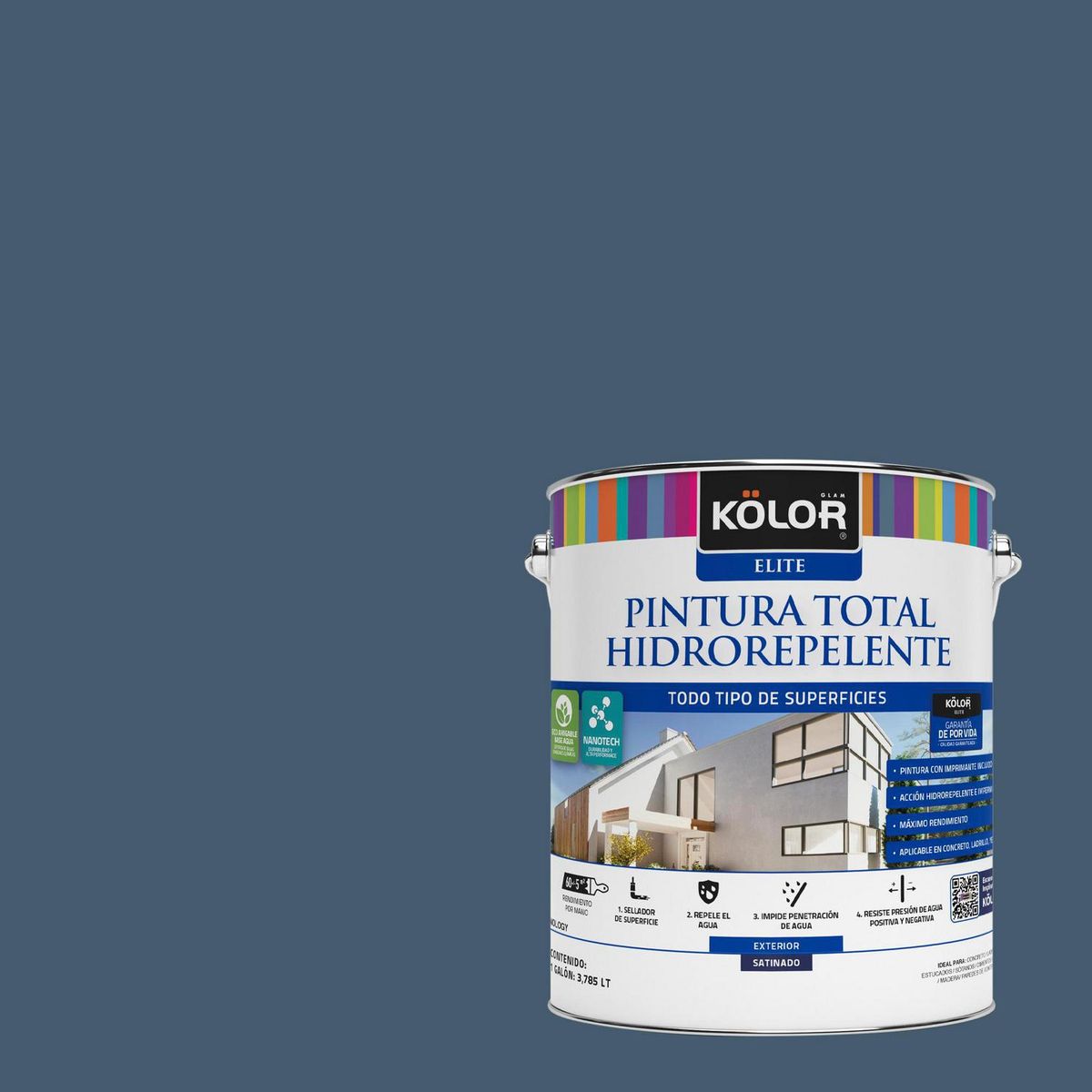KOLOR - Pintura Hidrorepelente Satinado 1 galón(es) Azul Samar 