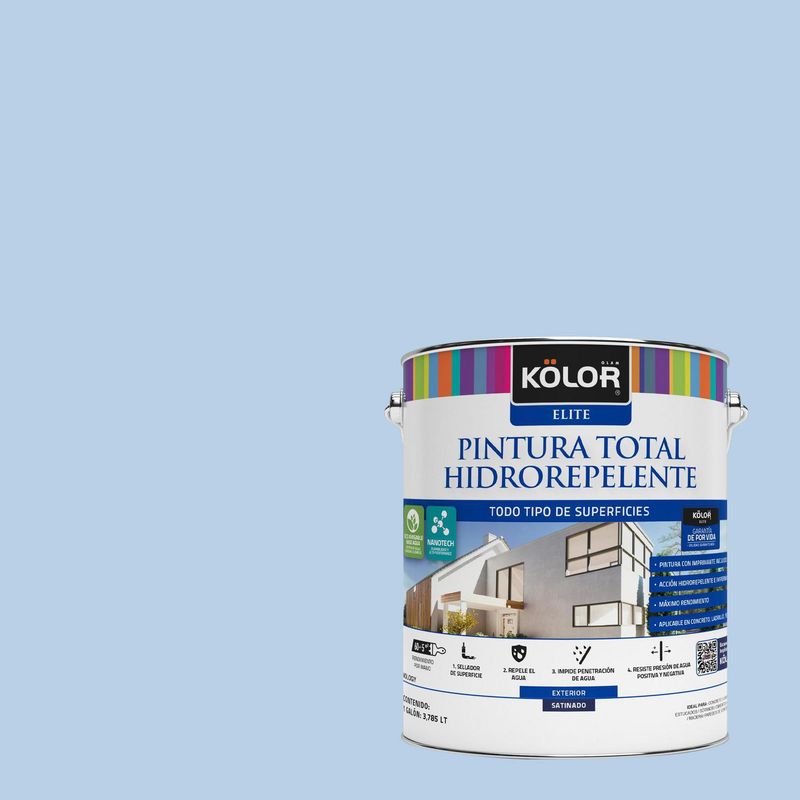 KOLOR - Pintura Hidrorepelente Satinado 1 galón(es) Celeste Puerto España