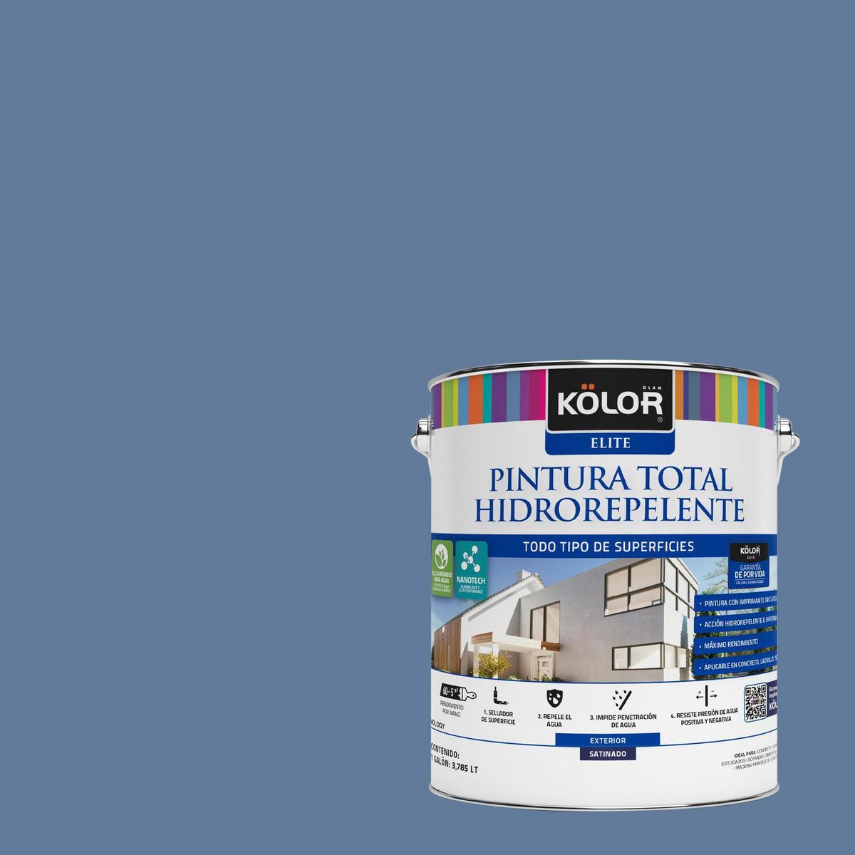 KOLOR - Pintura Hidrorepelente Satinado 1 galón(es) Azul Rajkot 