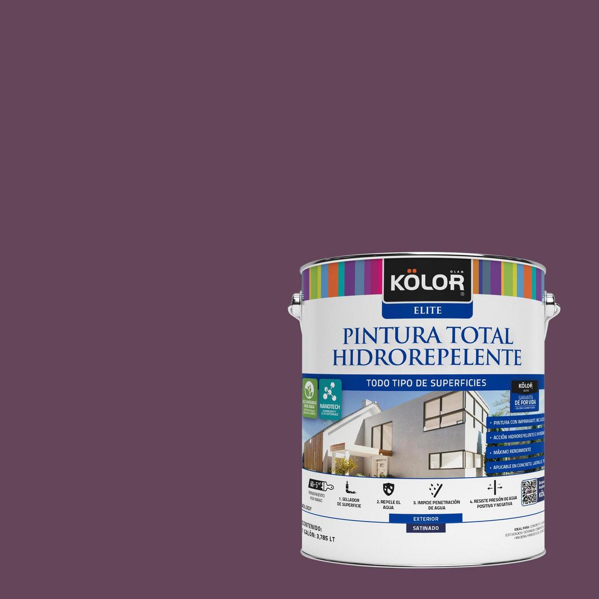 KOLOR - Pintura Hidrorepelente 1 galón(es) Satinado Púrpura Chad