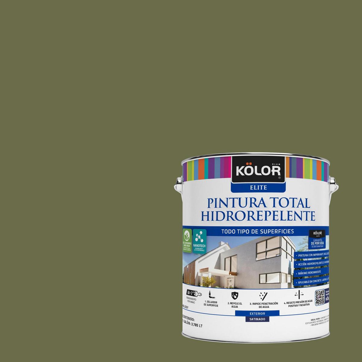 KOLOR - Pintura Hidrorepelente 1 galón(es) Satinado Verde Tabasco