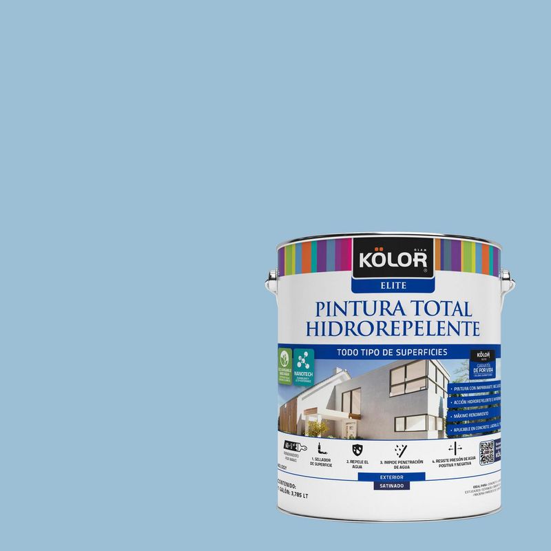 KOLOR - Pintura Hidrorepelente Satinado 1 galón(es) Celeste Kirari 