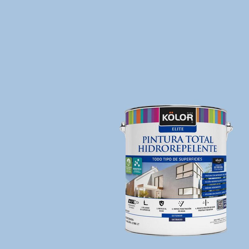 KOLOR - Pintura Hidrorepelente Satinado 1 galón(es) Celeste Ciudad Real 