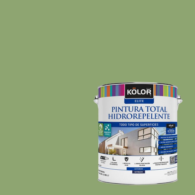 KOLOR - Pintura Hidrorepelente Satinado 1 galón(es) Verde Powys