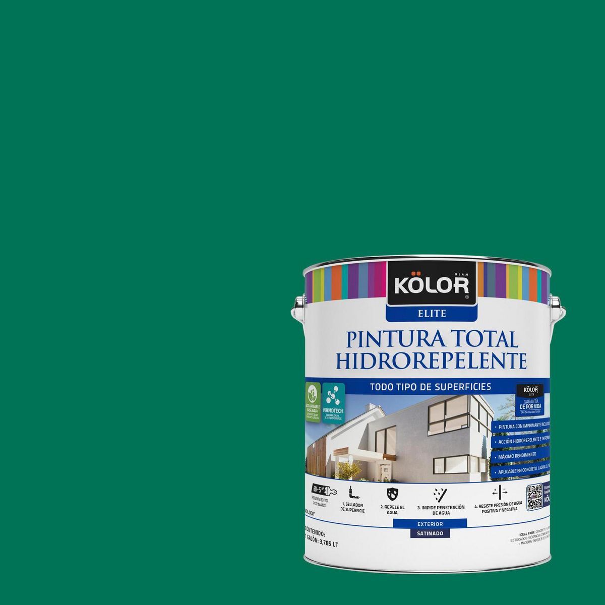 KOLOR - Pintura Hidrorepelente Satinado 1 galón(es) Verde Wellington 