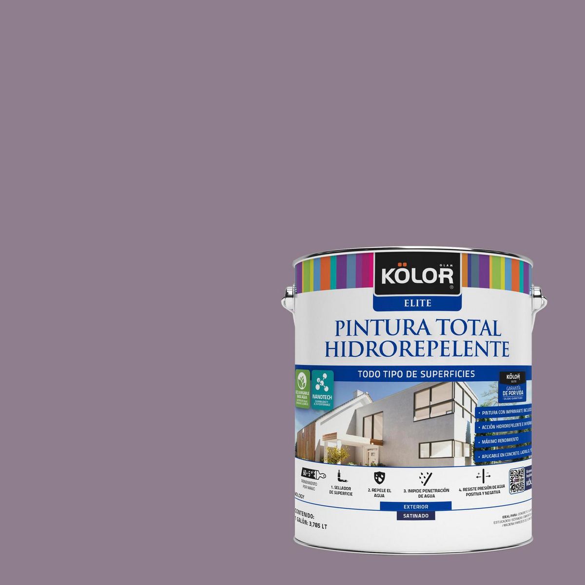 KOLOR - Pintura Hidrorepelente 1 galón(es) Satinado Púrpura Bihor