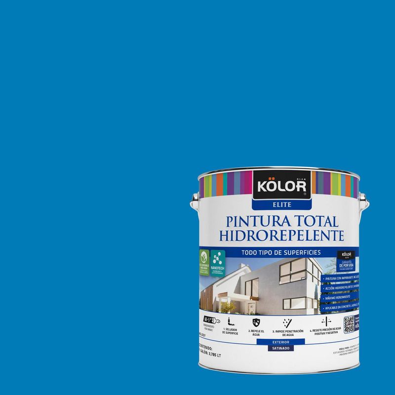 KOLOR - Pintura Hidrorepelente Satinado 1 galón(es) Celeste Nuoro 