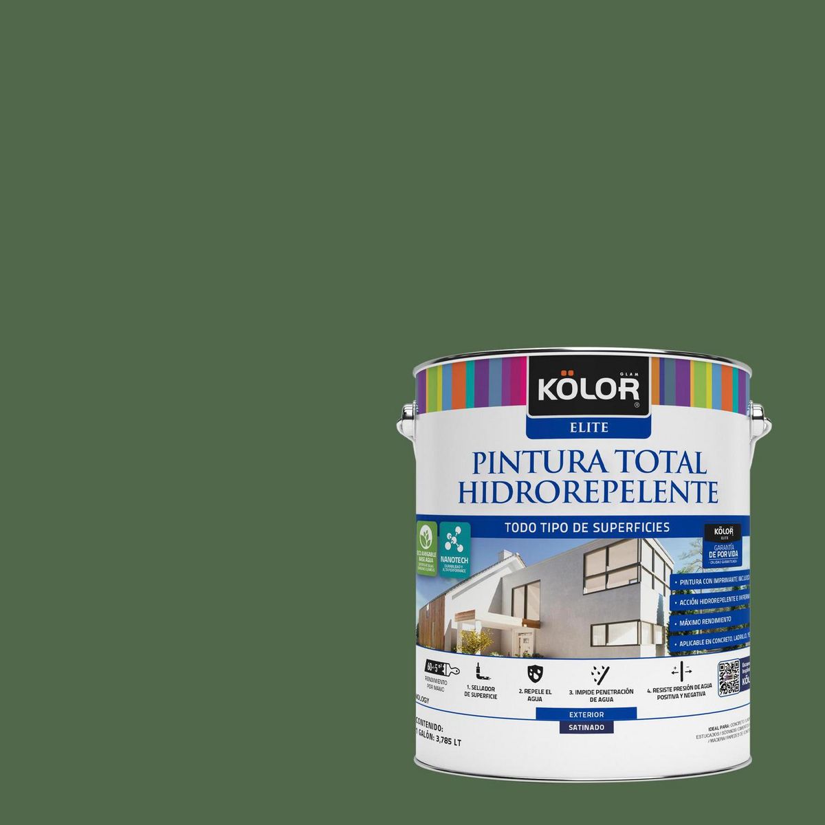 KOLOR - Pintura Hidrorepelente 1 galón(es) Satinado Verde Santa Rita