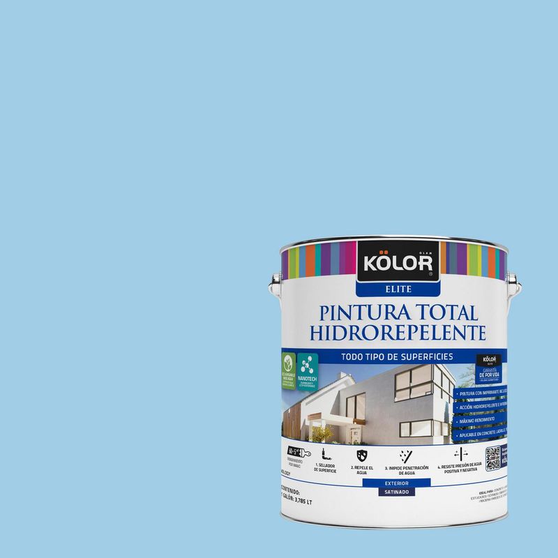 KOLOR - Pintura Hidrorepelente Satinado 1 galón(es) Celeste Murcia