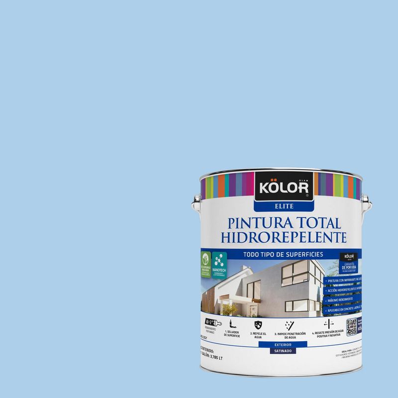 KOLOR - Pintura Hidrorepelente Satinado 1 galón(es) Celeste Austria