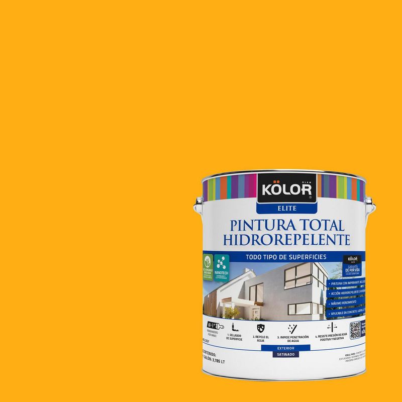 KOLOR - Pintura Hidrorepelente Satinado 1 galón(es) Amarillo Varsovia