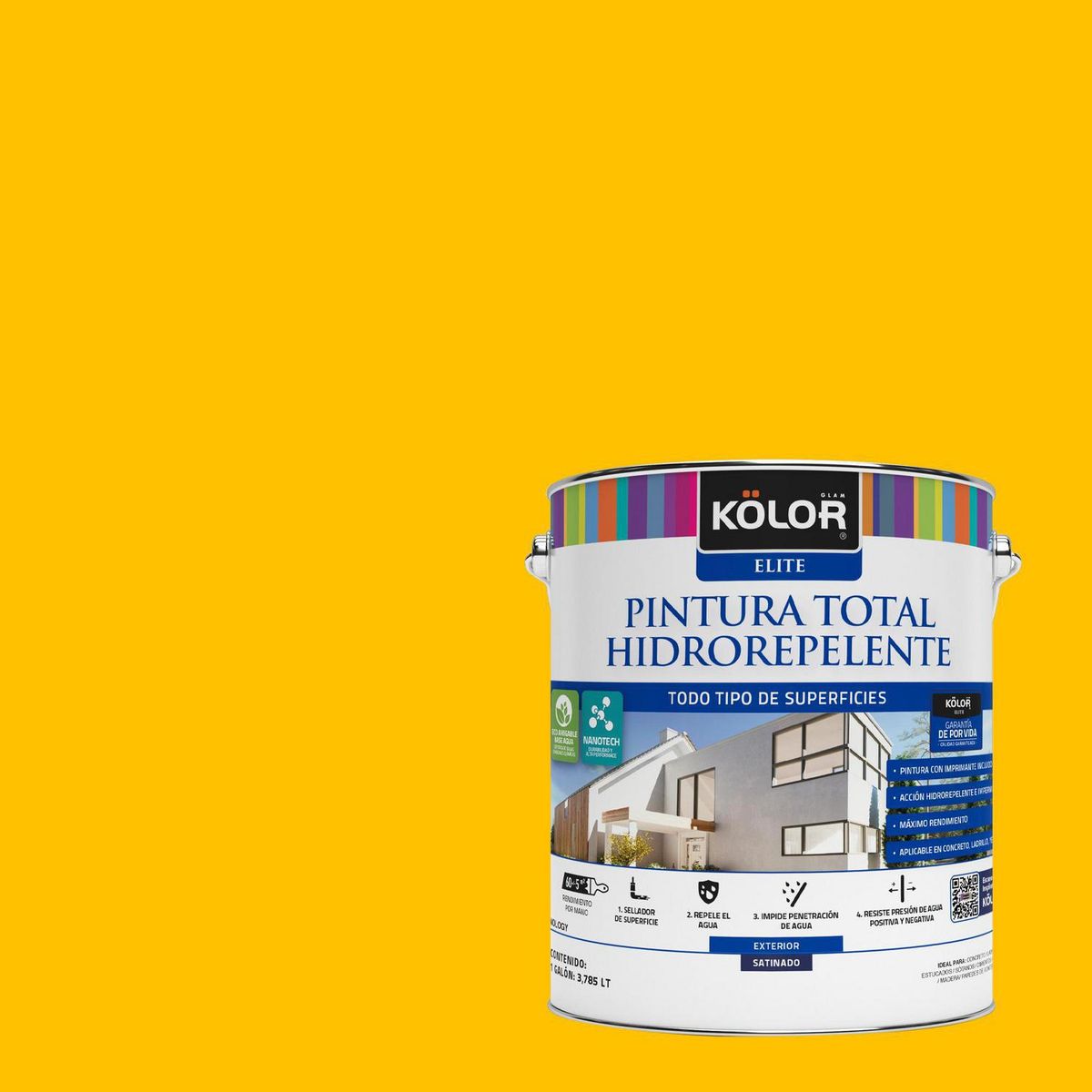 KOLOR - Pintura Hidrorepelente Satinado 1 galón(es) Amarillo Peth 