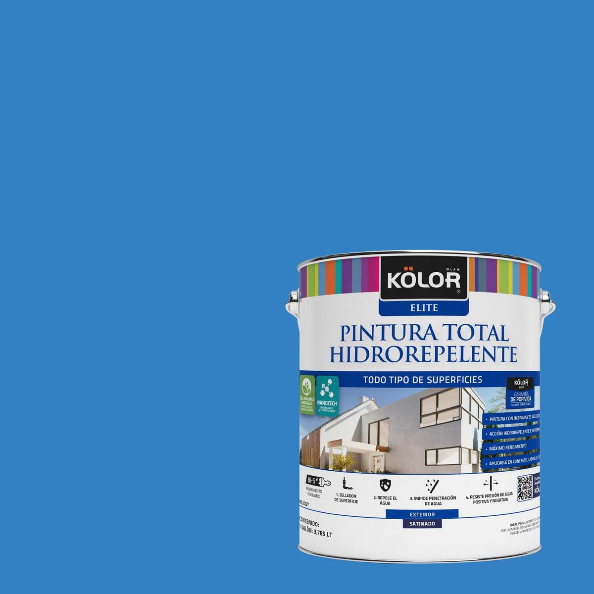 KOLOR - Pintura Hidrorepelente Satinado 1 galón(es) Azul China 
