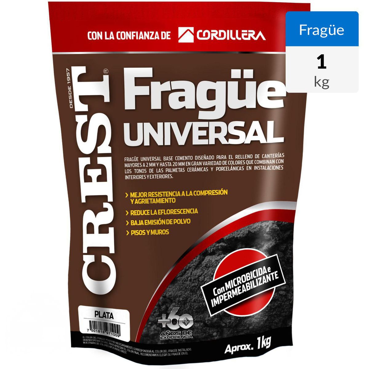 CREST - Frague piso/muro plata 1 kg