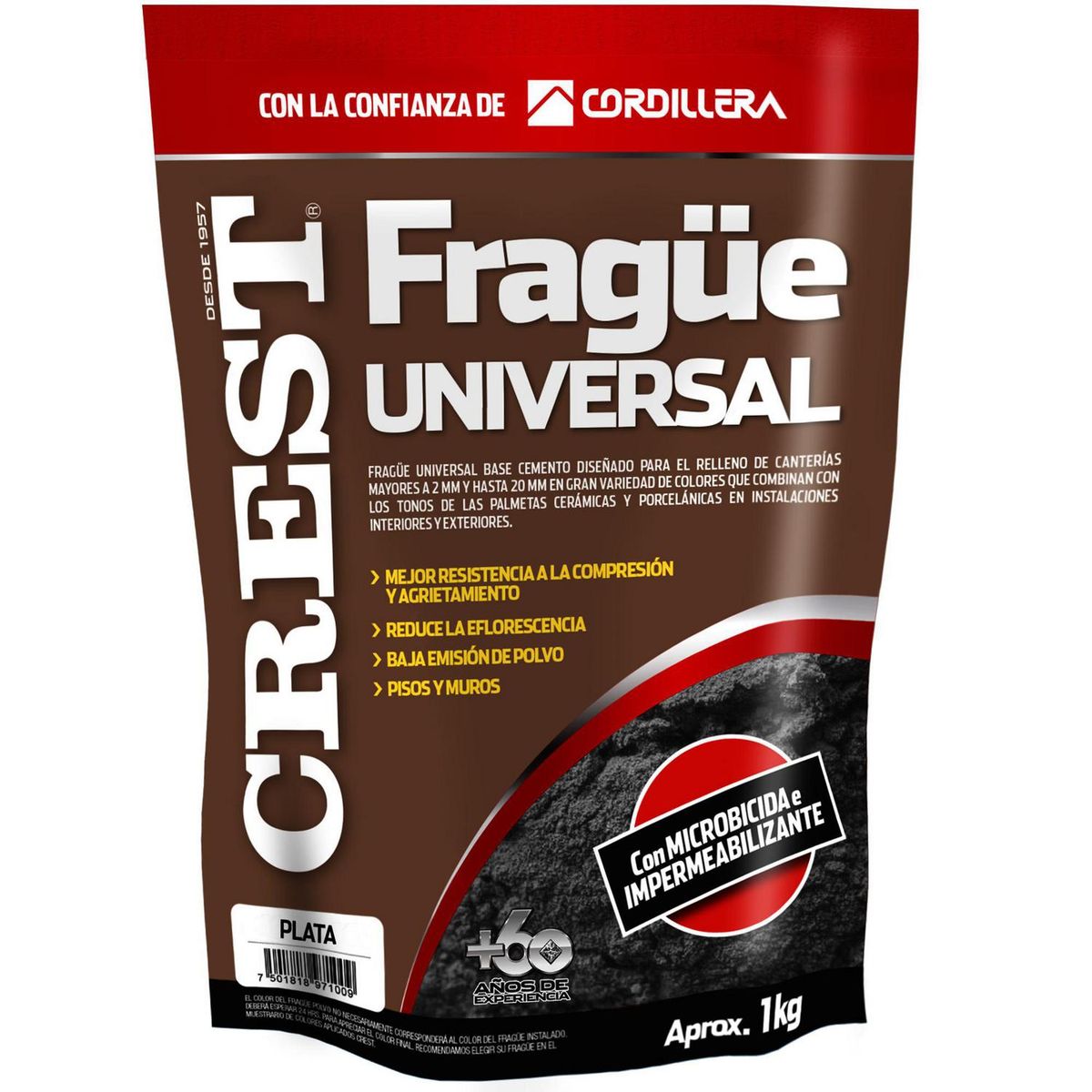 CREST - Frague piso/muro plata 1 kg