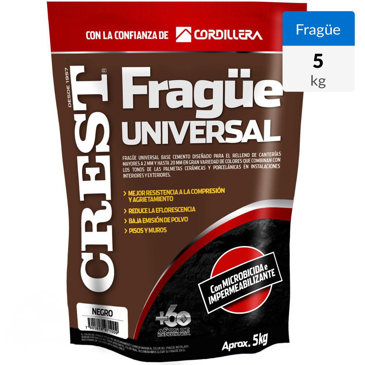 CREST - Frague piso/muro negro 5 kg