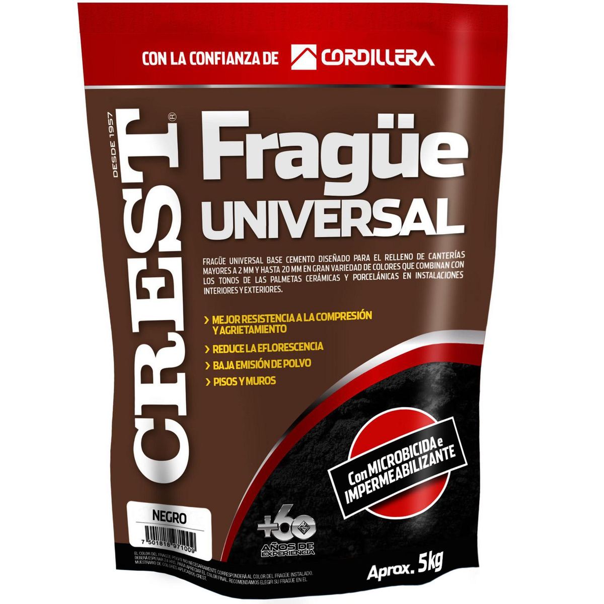 CREST - Frague piso/muro negro 5 kg