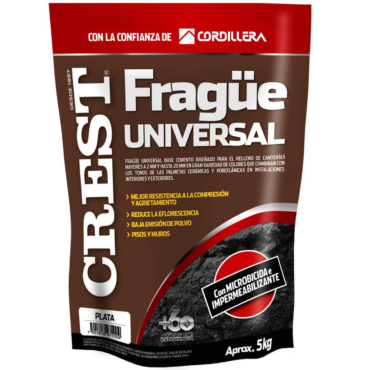 CREST - Frague piso/muro plata 5 kg