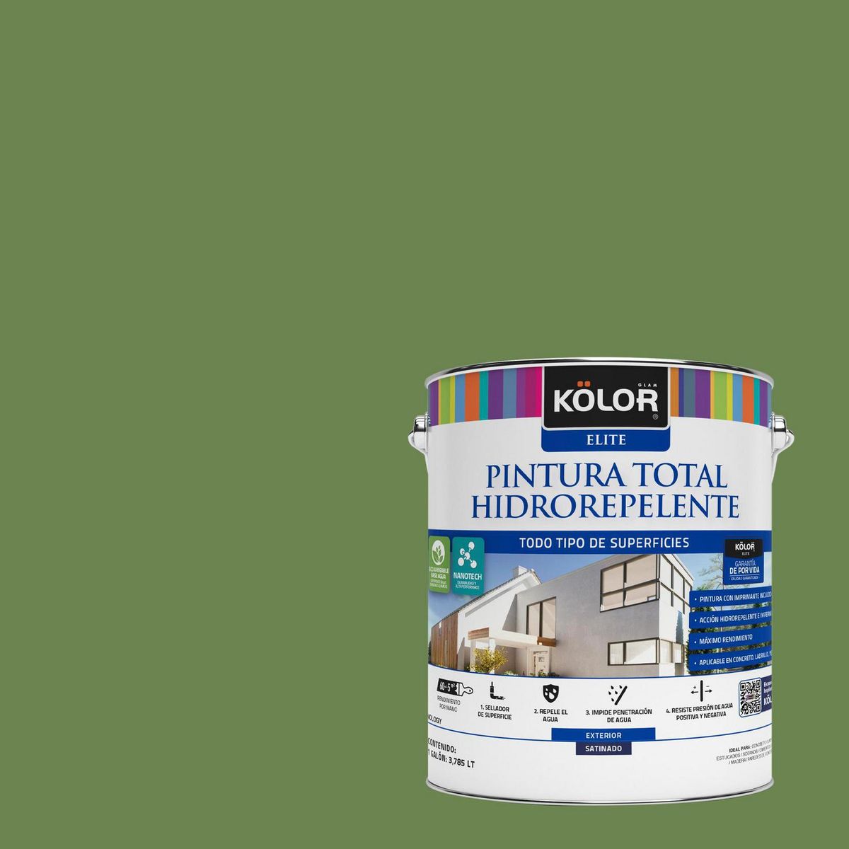 KOLOR - Pintura Hidrorepelente 1 galón(es) Satinado Verde Suita