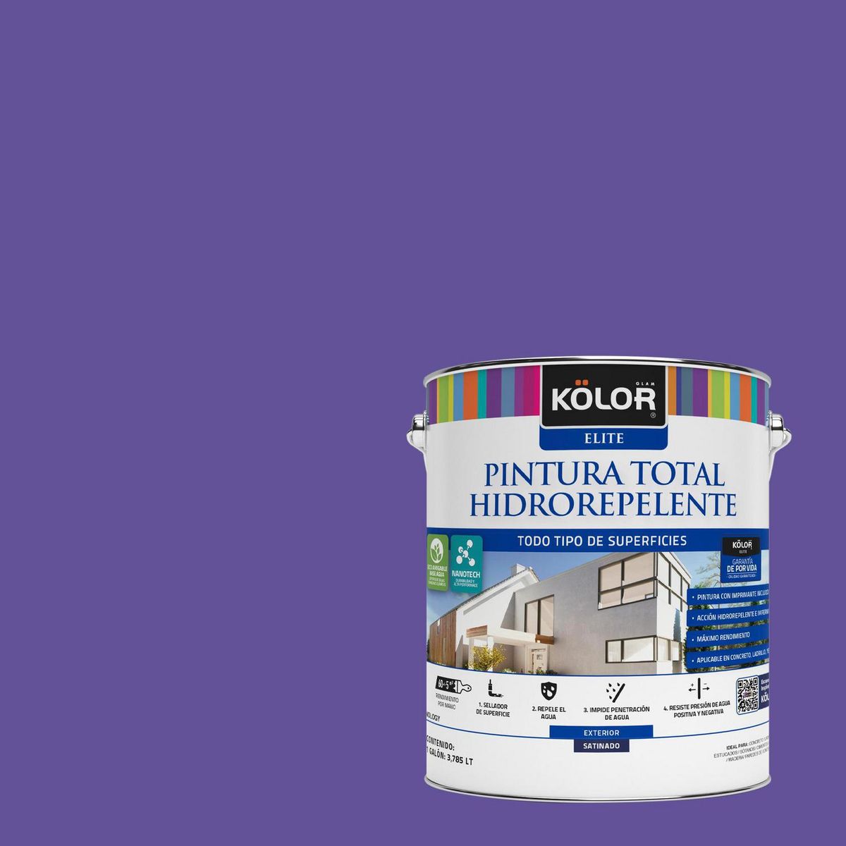 KOLOR - Pintura Hidrorepelente Satinado 1 galón(es) Púrpura Cecina 