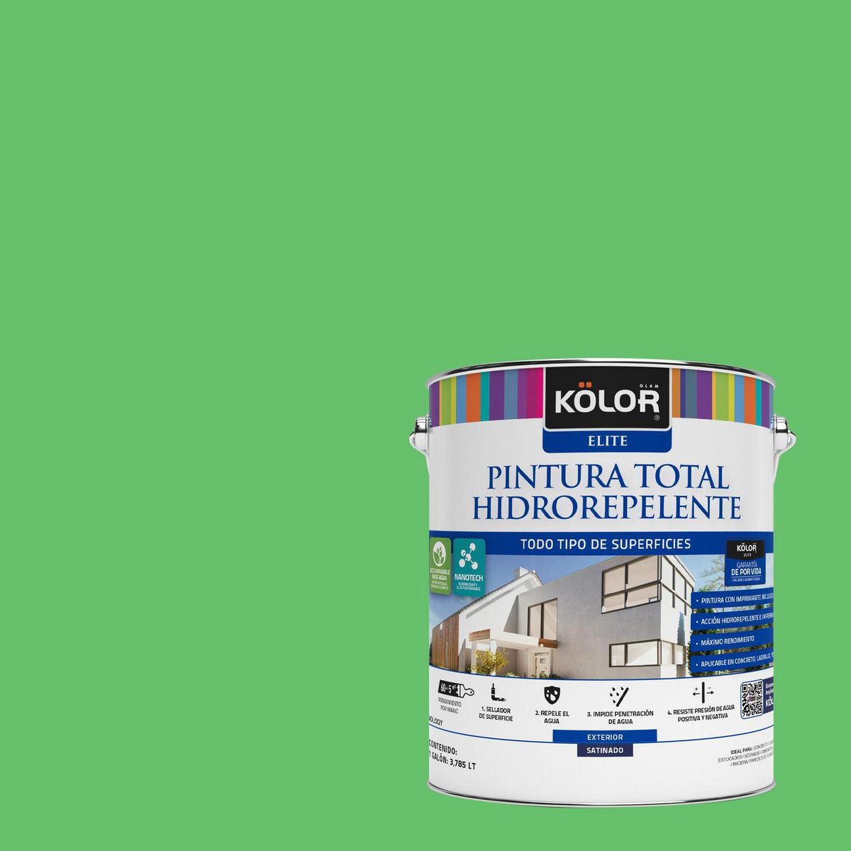 KOLOR - Pintura Hidrorepelente 1 galón(es) Satinado Verde Couva