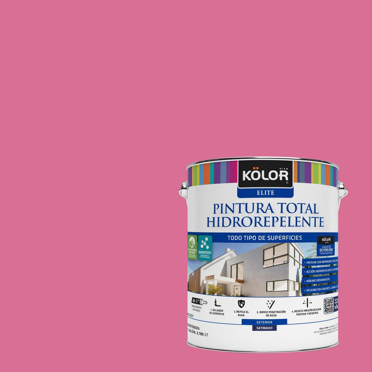 KOLOR - Pintura Hidrorepelente 1 galón(es) Satinado Fucsia Metz