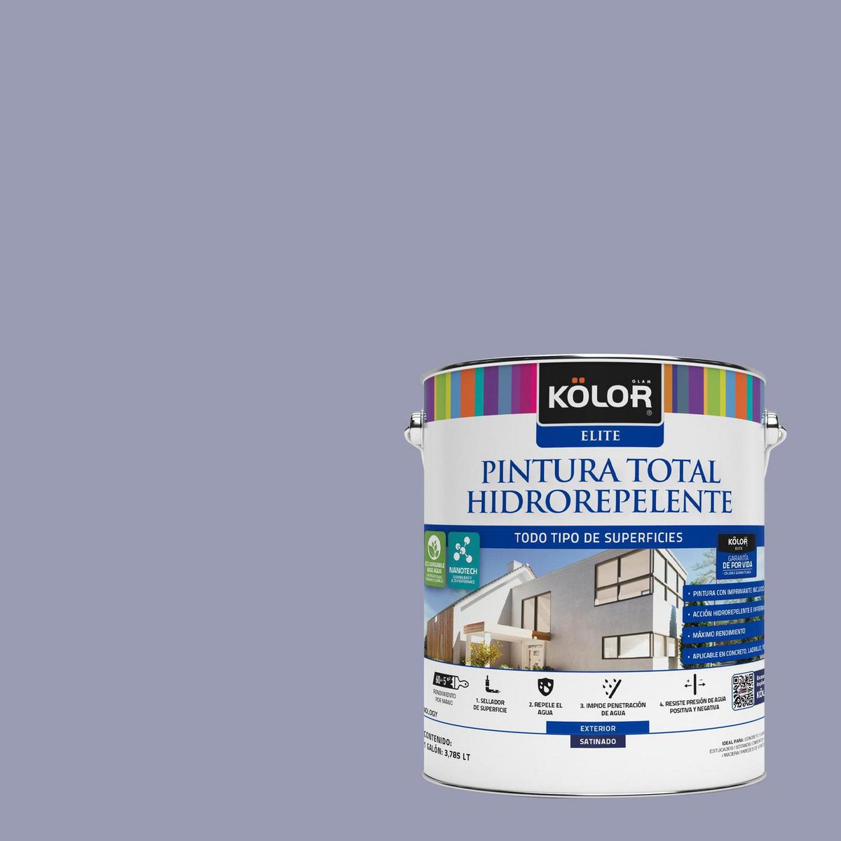 KOLOR - Pintura Hidrorepelente 1 galón(es) Satinado Gris Malegaon