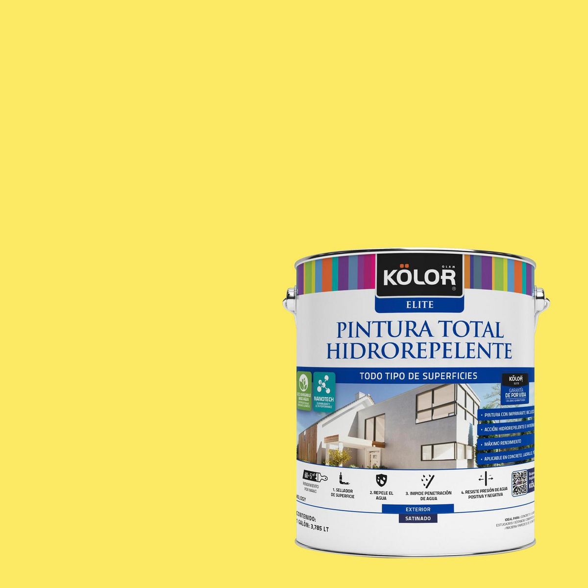 KOLOR - Pintura Hidrorepelente 1 galón(es) Satinado Amarillo Kulti