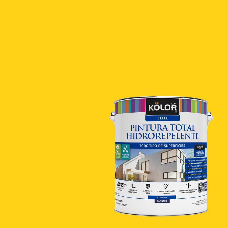 KOLOR - Pintura Hidrorepelente Satinado 1 galón(es) Amarillo Limoges