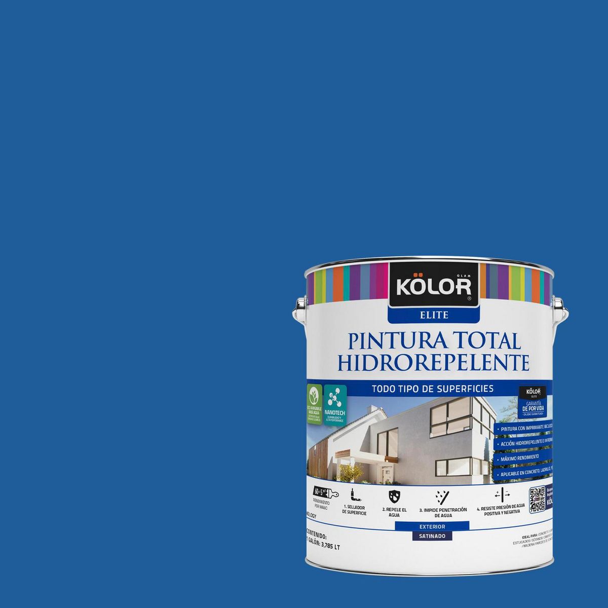 KOLOR - Pintura Hidrorepelente 1 galón(es) Satinado Azul Menizo