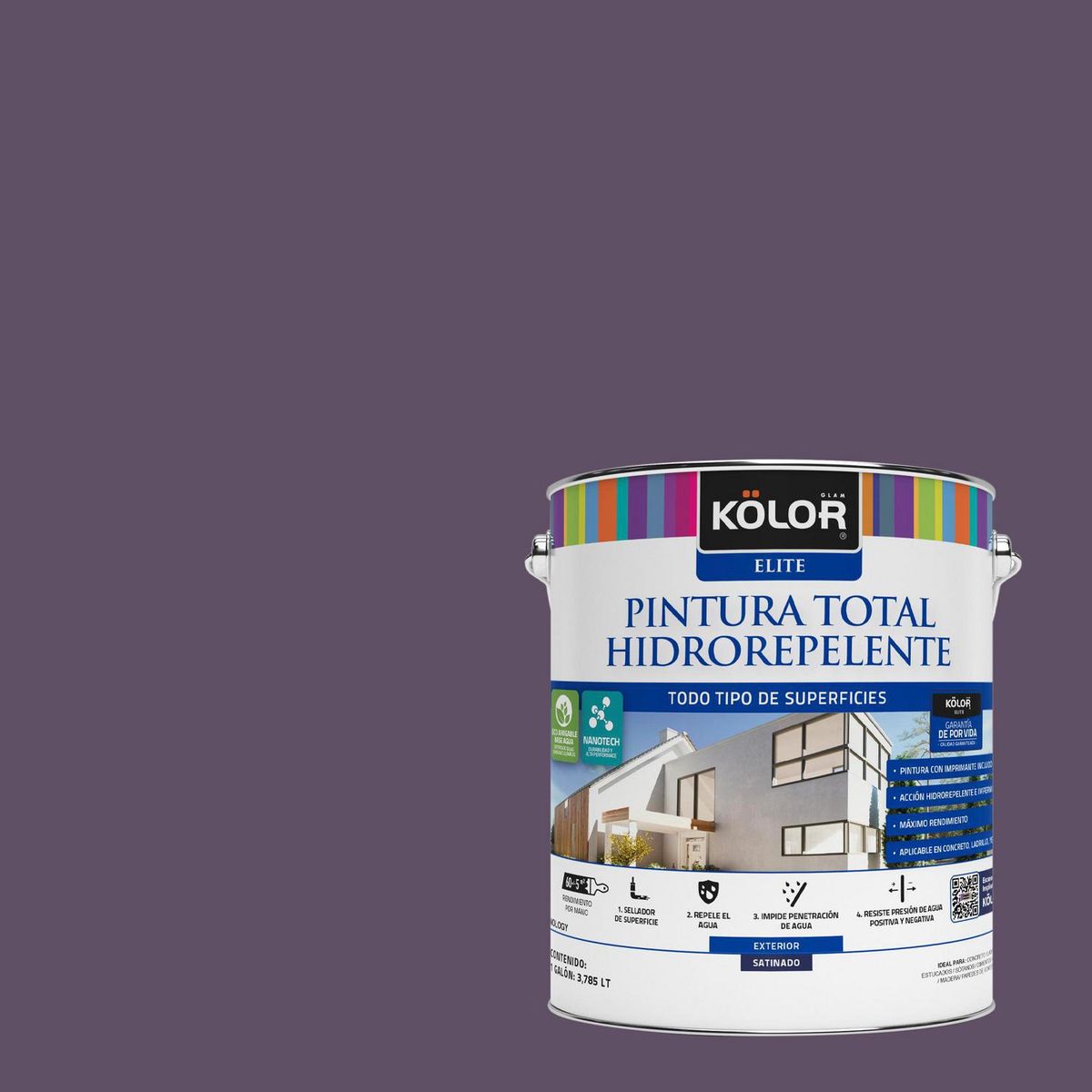 KOLOR - Pintura Hidrorepelente 1 galón(es) Satinado Púrpura Mud Bay