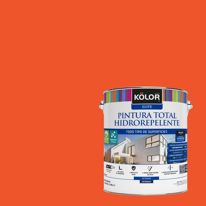 KOLOR - Pintura Hidrorepelente Satinado 1 galón(es) Naranjo Campania 