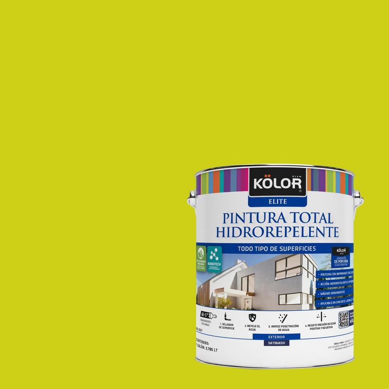 KOLOR - Pintura Hidrorepelente Satinado 1 galón(es) Verde Jerez 