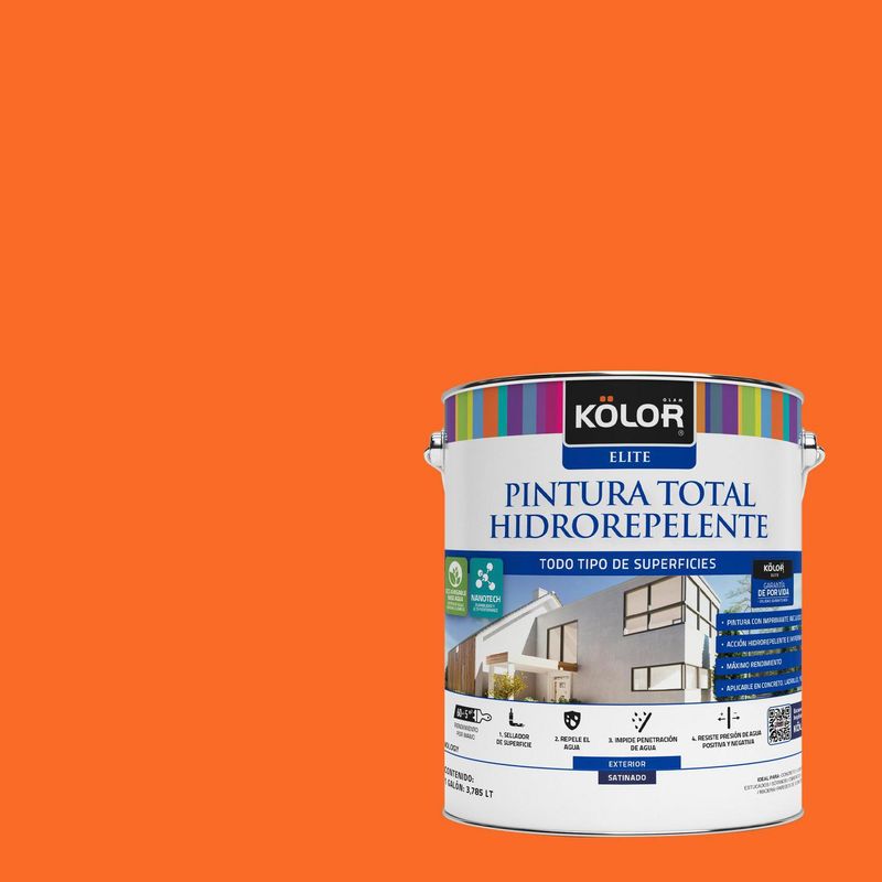 KOLOR - Pintura Hidrorepelente Satinado 1 galón(es) Naranjo Firenze