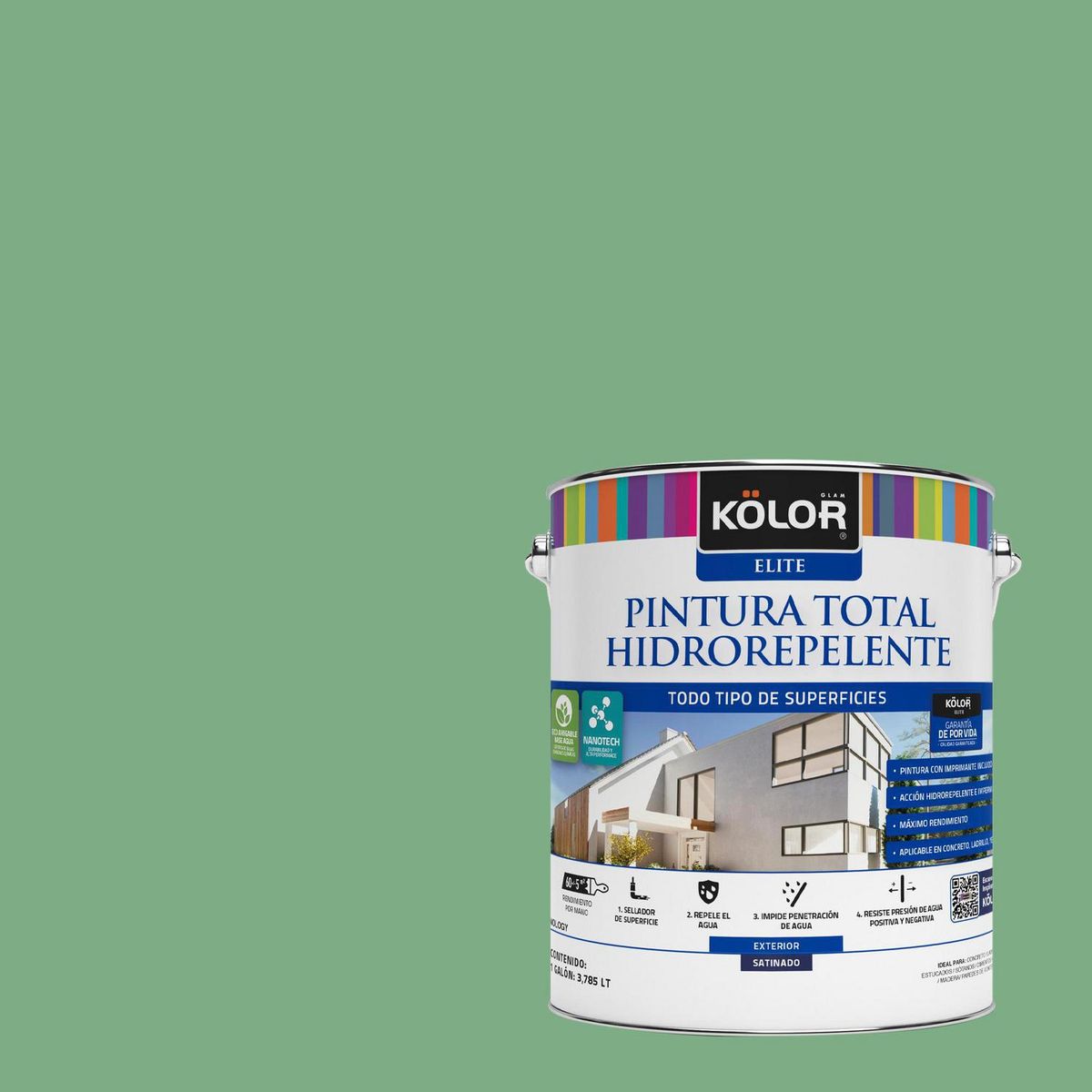 KOLOR - Pintura Hidrorepelente 1 galón(es) Satinado Verde Kamarhati
