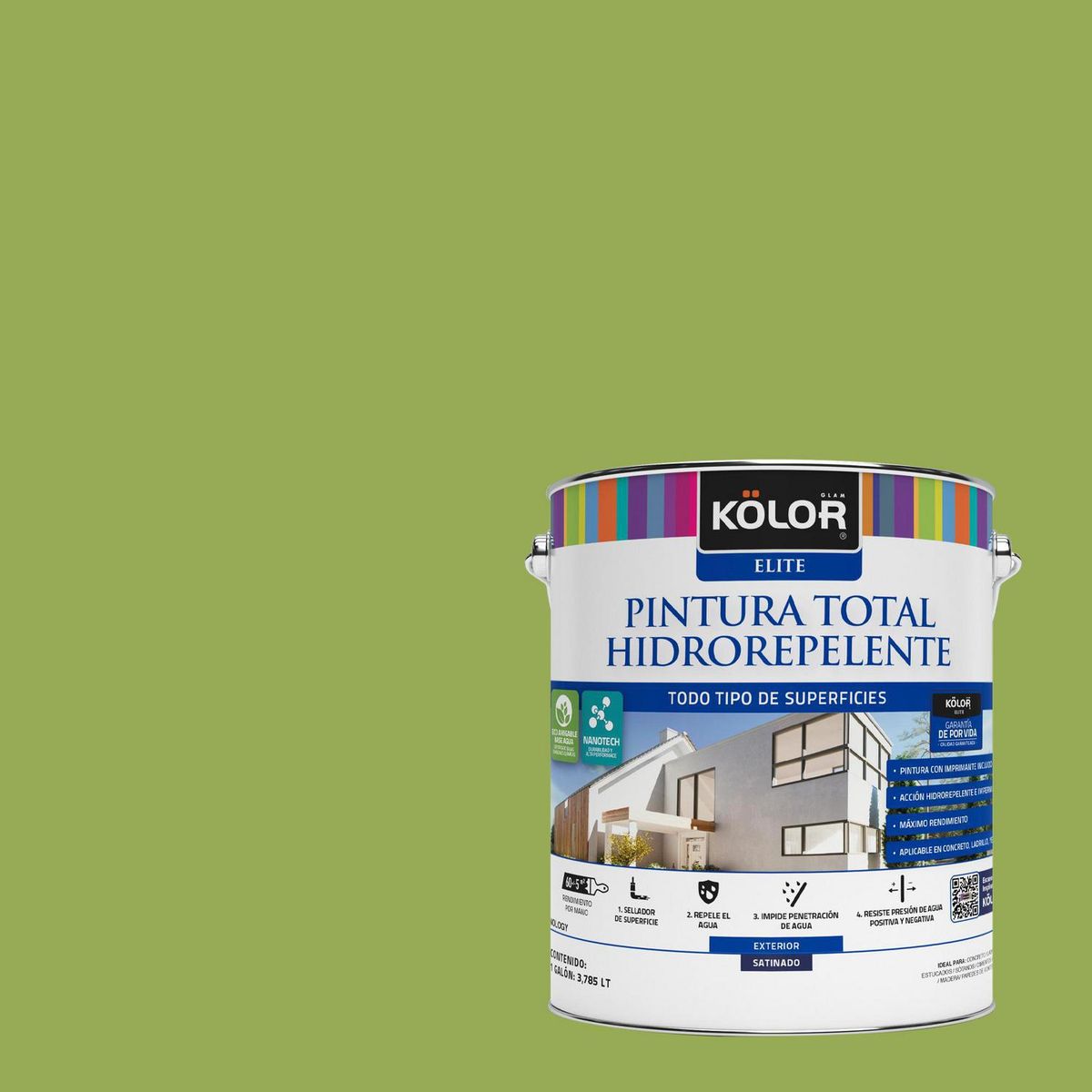 KOLOR - Pintura Hidrorepelente 1 galón(es) Satinado Rojo Rouen